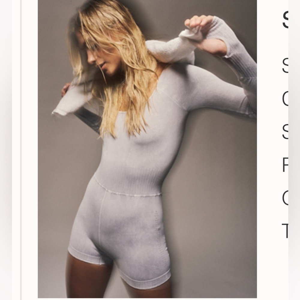 FP Movement by Free People Good Karma Long Sleeve Runsie - Ice Grey - M/L